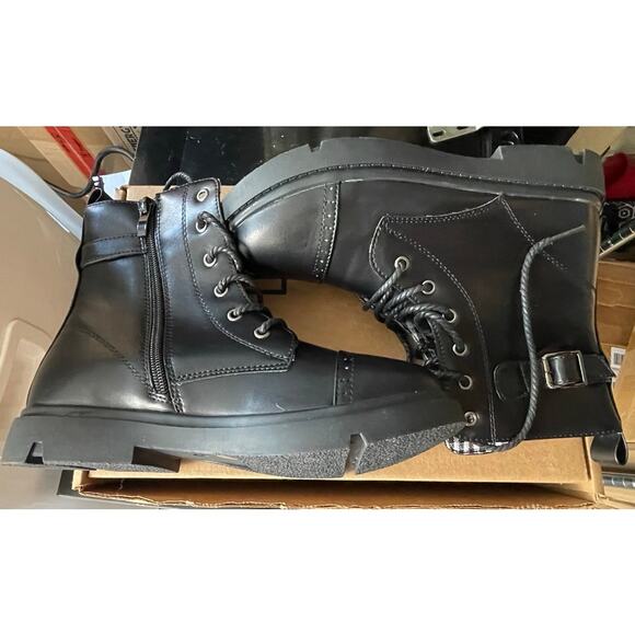 Girls Ankle Boots Lace Up Waterproof Combat Boot With Side Zipper Size 4 (37) - Picture 3 of 8